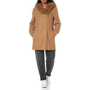imageKenneth Cole Womens Sherpa Trim Asymmestrical JacketSherpa Trim Camel