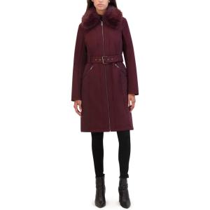 imageKenneth Cole Womens Soft Shell Rain Coat with Exposed Zip DetailBurgundy