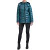 imageCole Haan Womens Pearlized Faux Down Jacket with Removable HoodEmerald