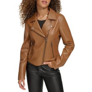 imageLevis womens Smooth Faux Leather Moto Standard and Plus SizesToffee