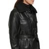 imageKenneth Cole Womens Modern Updated Shacket Belted Trench FauxLeatherShacket Black