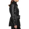 imageKenneth Cole Womens Modern Updated Shacket Belted Trench FauxLeatherShacket Black