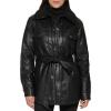 imageKenneth Cole Womens Modern Updated Shacket Belted Trench FauxLeatherShacket Black