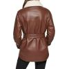 imageKenneth Cole Womens Modern Updated Shacket Belted Trench FauxLeatherShacket Chocolate