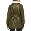 imageKenneth Cole Womens Modern Updated Shacket Belted Trench FauxLeatherShacket Olive