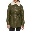 imageKenneth Cole Womens Modern Updated Shacket Belted Trench FauxLeatherShacket Olive