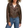 imageLevis Womens Faux Leather Cropped Moto JacketDark Brown Faux Suede