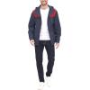 imageTommy Hilfiger Mens Lightweight Breathable Waterproof Hooded Rain JacketNavyRed Colorblock