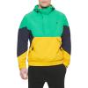 imageTommy Hilfiger Mens Retro Lightweight Taslan Hooded Popover Water Resistant Windbreaker JacketAqua GreenNavyYellow