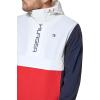 imageTommy Hilfiger Mens Retro Lightweight Taslan Hooded Popover Water Resistant Windbreaker JacketNew MidnightIceRed