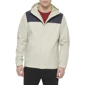 imageTommy Hilfiger Mens Lightweight Breathable Waterproof Hooded Rain JacketIceNavy Colorblock