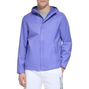 imageTommy Hilfiger Mens Lightweight Breathable Waterproof Hooded Rain JacketPerwinkle