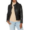 imageKenneth Cole Womens Classic Short Moto Faux Leather JacketLegacy Black