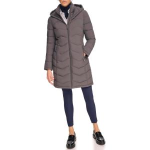 imageCalvin Klein Womens Chevron Quilting Casual Lightweight JacketLong Bib Forged Iron