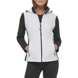 imageCalvin Klein Womens Water Resistant Casual Lightweight Scuba Side Panels JacketQuilted White