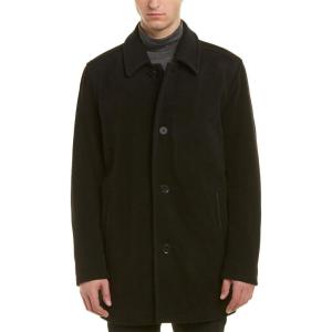 imageCole Haan Mens Button Up Wool Plush Car CoatRoyal Black