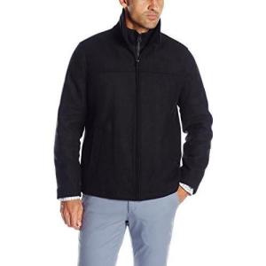 imageDOCKERS Mens Wool Blend Zip Up Jacket with Quilted BibBlack