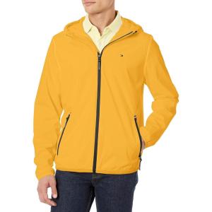 imageTommy Hilfiger Mens Lightweight Active Water Resistant Hooded Rain JacketYellow Stretch
