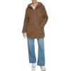 imageAndrew Marc Womens Cozy Zip Front Hooded Teddy CoatWalnut