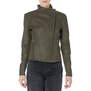 imageAndrew Marc Womens Asymmetrical Leather JacketOlive