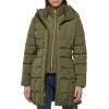 imageCole Haan Womens Taffeta Down Coat with Bib Front and Dramatic HoodDusty Olive