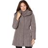imageCole Haan Womens Taffeta Down Coat with Bib Front and Dramatic HoodCarbon