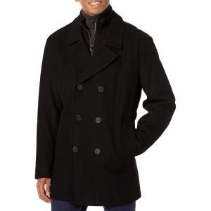 imageAndrew Marc Mens Burnett Melton Wool Pea Coat Jacket Black Large