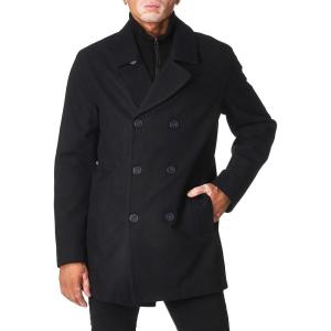 imageAndrew Marc Mens Burnett Melton Wool Pea Coat Jacket Ink Large
