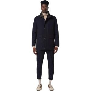 imageAndrew Marc Mens Softshell JacketBlue Heather Removable Fur Collar