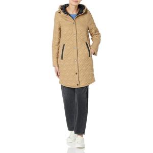 imageAndrew Marc Womens Long Quilted JacketQuilted Hooded Khaki