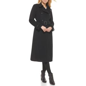 imageCole Haan Womens Flared Trench Slick Wool CoatBblack