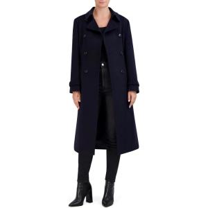 imageCole Haan Womens Flared Trench Slick Wool CoatMidnight