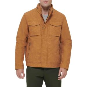 imageDOCKERS Mens Faux Leather Military JacketGold Nubuck Faux Suede