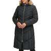 imageCole Haan Womens Long Taffeta Down with Chevron Quilt PatternDark Black