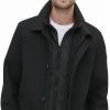 imageKenneth Cole Mens Double Breasted Bib PeacoatBlack With Bib