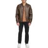 imageLevis Mens Faux Leather Varsity Bomber JacketBrown Pebbled