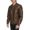 imageLevis Mens Faux Leather Varsity Bomber JacketBrown Pebbled