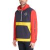 imageTommy Hilfiger Mens Retro Lightweight Taslan Hooded Popover Water Resistant Windbreaker JacketNavyYellowRed Crest Color Block