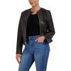 imageCole Haan Womens Zip Front Fully Lined Leather CoatDeep Espresso
