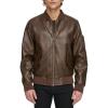 imageLevis Mens Faux Leather Varsity Bomber JacketBrown Pebbled