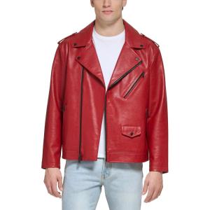 imageDKNY Mens Modern Motorcycle JacketModern Moto Red