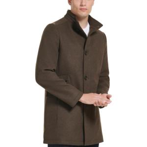 imageKenneth Cole Mens Double Breasted Bib PeacoatMed Brown