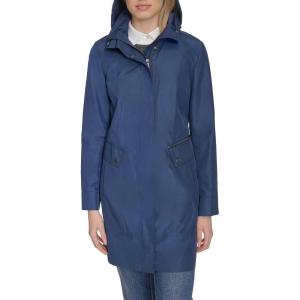 imageCole Haan Womens Packable Hooded Rain Jacket with BowCoastal Blue