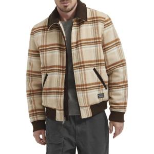 imageLevis Mens Mixed Media Western Plaid Bomber JacketCream Plaid