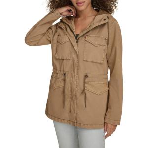 imageLevis Womens Plus Four Pocket Hooded Military JacketCamel Cotton