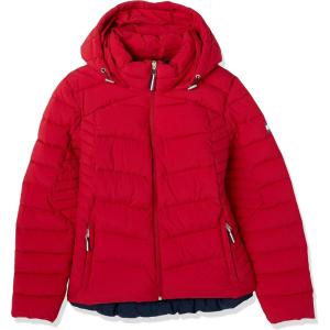 imageTommy Hilfiger Womens Hooded Zip Front Short Packable JacketRed Crimson
