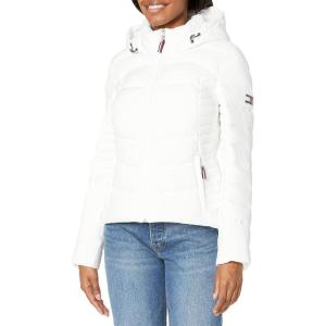 imageTommy Hilfiger Womens Hooded Zip Front Short Packable JacketWhite1