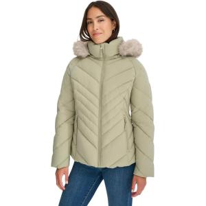 imageTommy Hilfiger Womens Faux Fur Trimmed Short PufferSeagrass