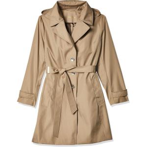 imageCalvin Klein Womens Single Breasted Belted Rain Jacket with Removable Hood