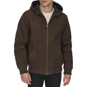 imageLevis Mens Workwear Cotton Canvas Hoody Bomber Jacket Regular ampamp Big ampamp Tall SizesChocolate Brown Quilted